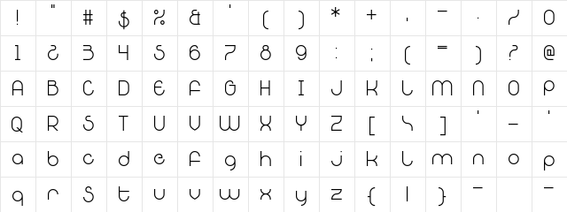 Pooch Doo Regular  glyph index