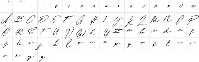 Daniels Signature Daniels Signature DEMO  glyph index