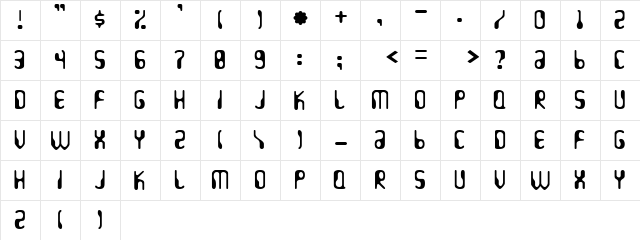 HydrogenWhiskey Regular  glyph index