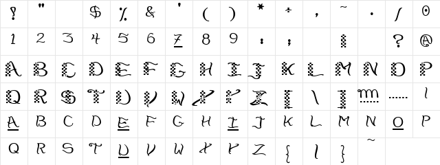 Lolo Inba Regular  glyph index