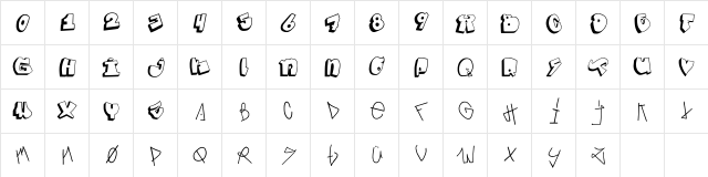 Toaztieroaster Regular  glyph index