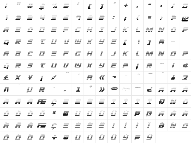 Defcon Zero Gradient Italic Italic  glyph index