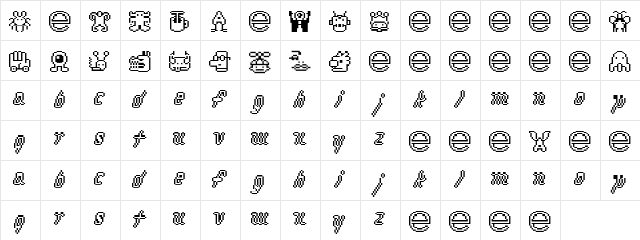 macrodigi Regular  glyph index