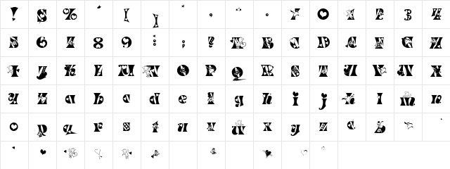 VALENTINE Regular  glyph index