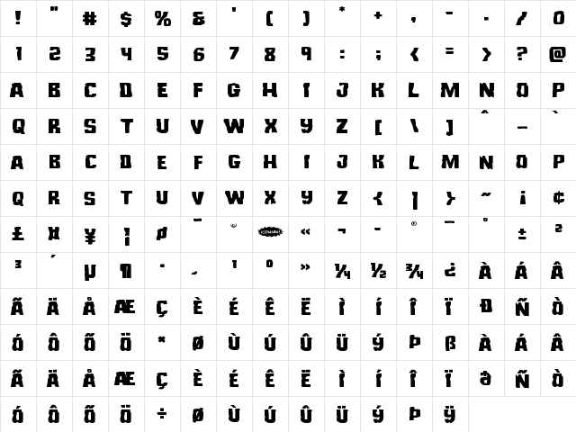 Monster Hunter Expanded Expanded  glyph index