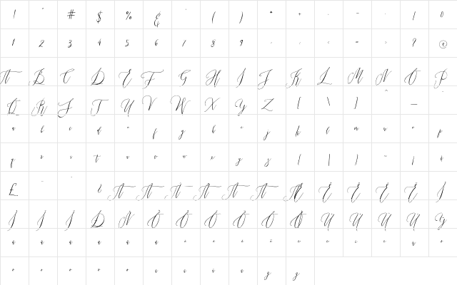 Married Typefaces Regular  glyph index