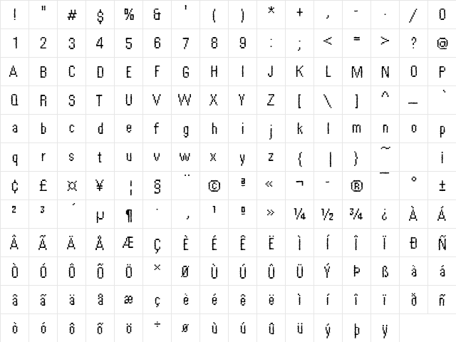DTCRoughM57 Regular  glyph index