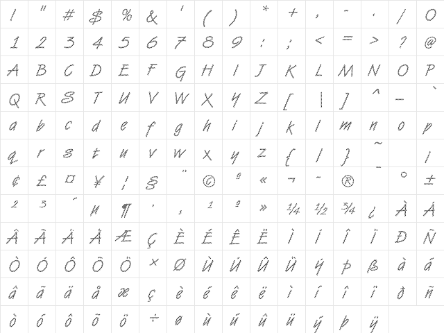 VanDijk04 Becker Regular  glyph index