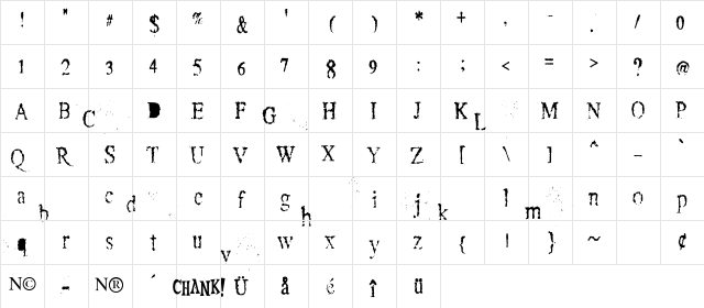 Crusti Medium  glyph index