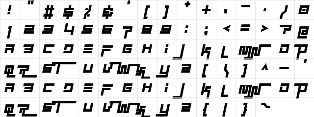 Simplicity Extend Italic  glyph index