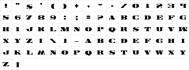 LHF Bank Note REGULAR Regular  glyph index