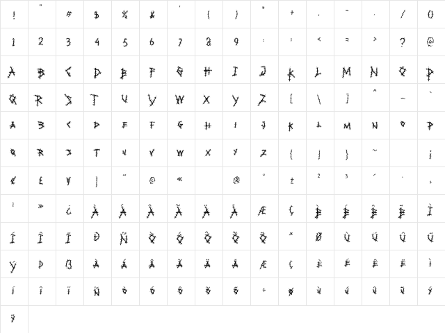 Moral Impact Regular  glyph index