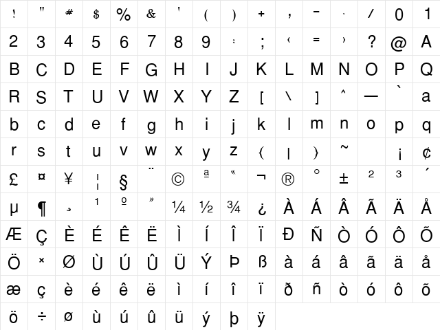 WinSoft Naskh Pro Medium  glyph index