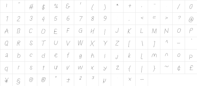 Proton BkIt  glyph index