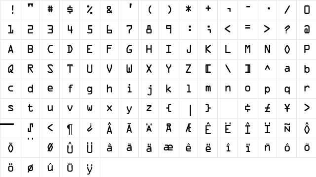 OpticalADB Normal  glyph index