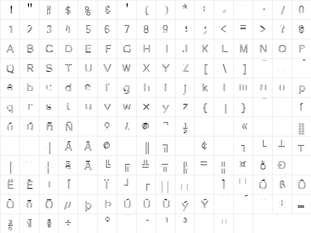 Thesir 1 Regular  glyph index