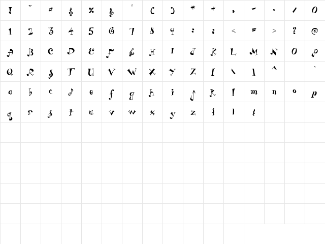 LD Music Regular  glyph index