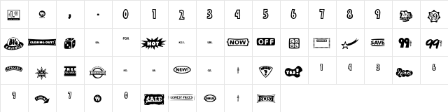 99 Special  glyph index