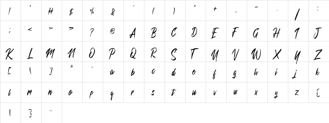 Bretageds Regular  glyph index