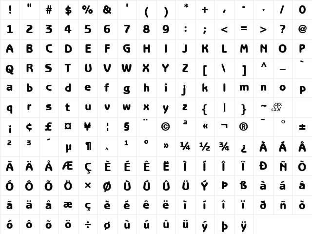 Express Deco GothicBlack SSi Black  glyph index