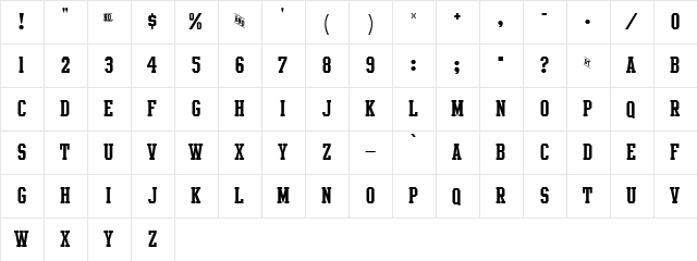 Intramural JL Regular  glyph index