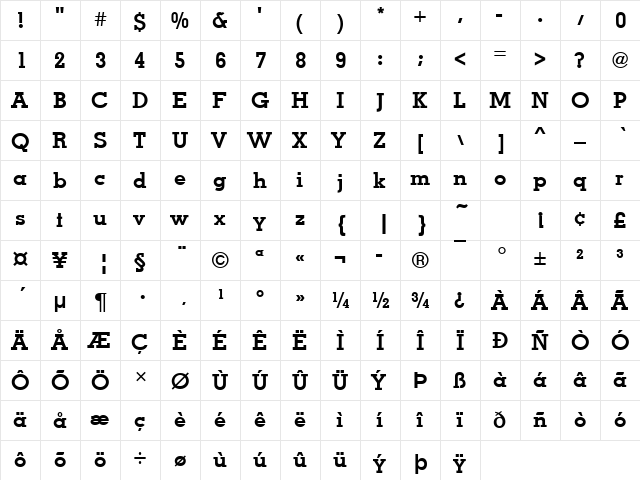 MemphisTMed Regular  glyph index