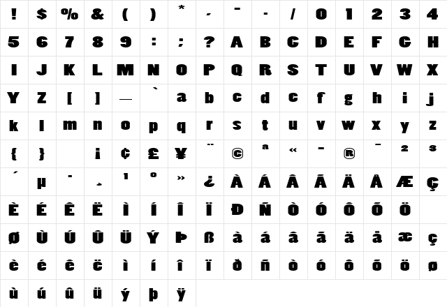 Man Regular  glyph index