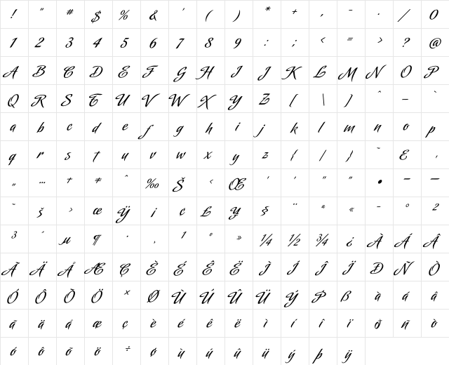 Amorinda Alternates Regular  glyph index