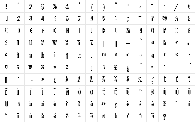 FuturaTMedConRe1 Regular  glyph index