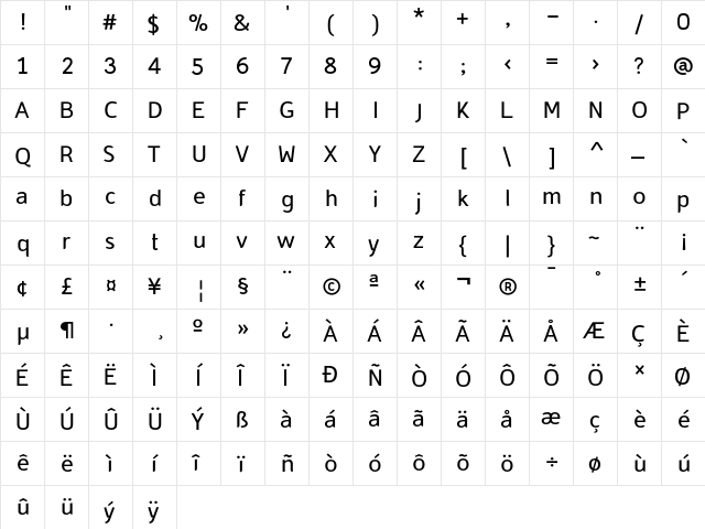 Domestos98 Normal  glyph index