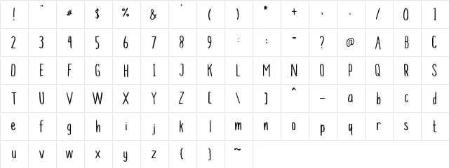 Malam Regular  glyph index