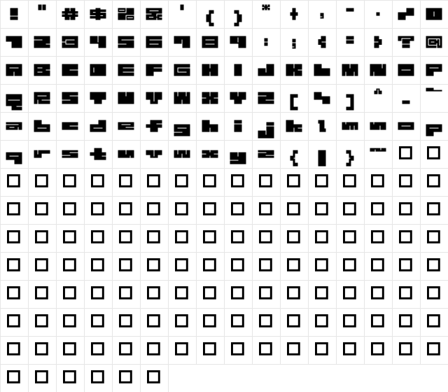 1B_MAZE-black Regular  glyph index