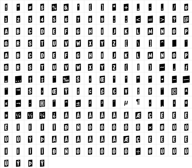 a_MeccanoCmUp Regular  glyph index