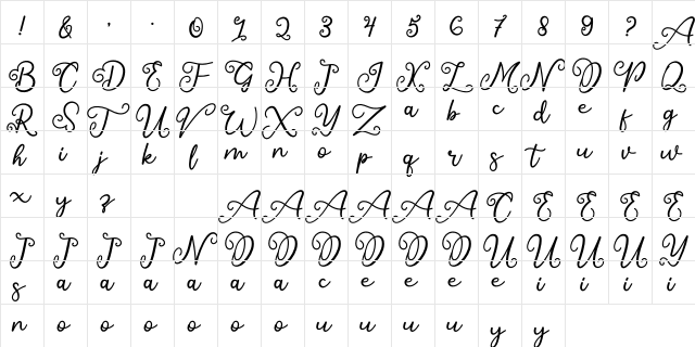 Salahe Free Regular  glyph index