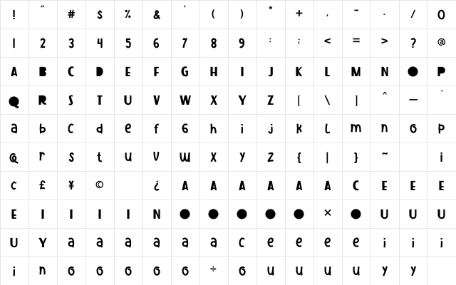 Strip Line Regular  glyph index