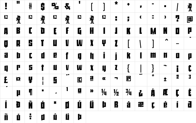 Jack Stanislav Regular  glyph index