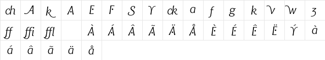 Chianti ItAlt BT Italic Alternate  glyph index