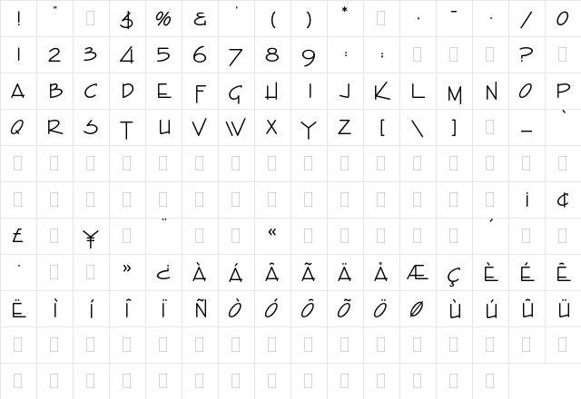 Enviro Plain  glyph index