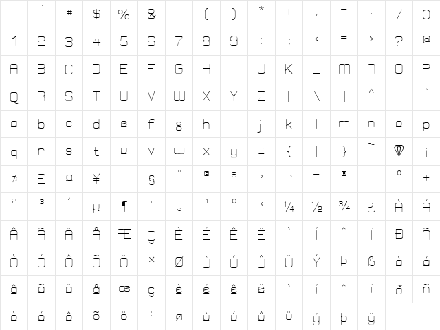 Elgethy Est Upper Regular  glyph index