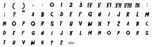 Friday13 Regular  glyph index