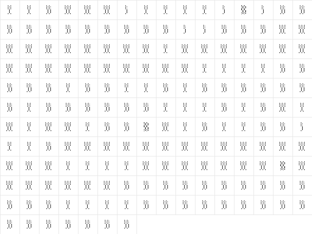 Tramline Regular  glyph index