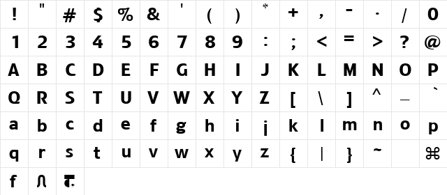 Treacyfaces Sample  glyph index