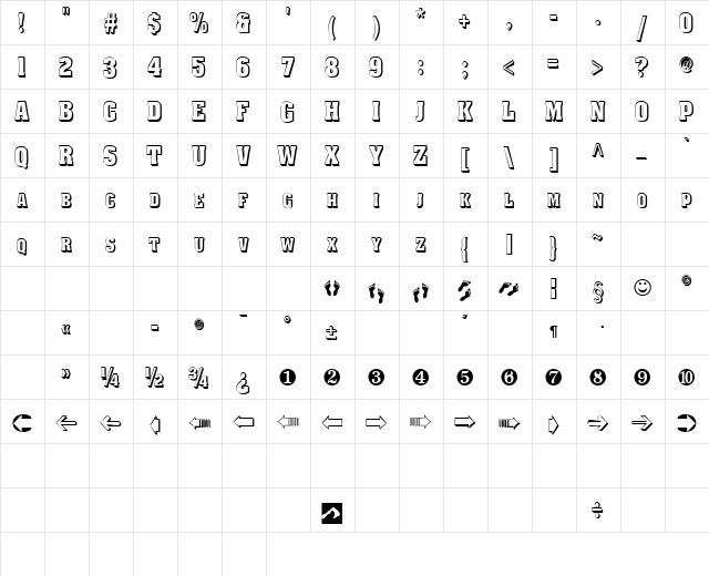 State Shadow Normal  glyph index