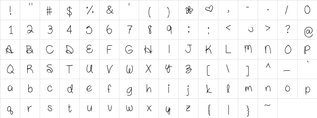 AmandaRae Medium  glyph index
