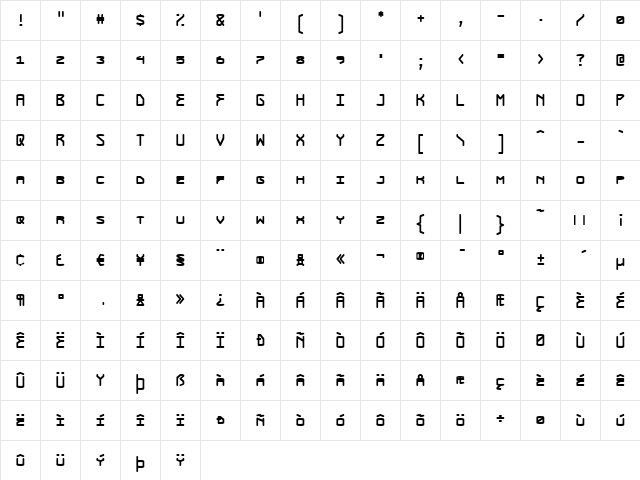MonolithBold SC  glyph index