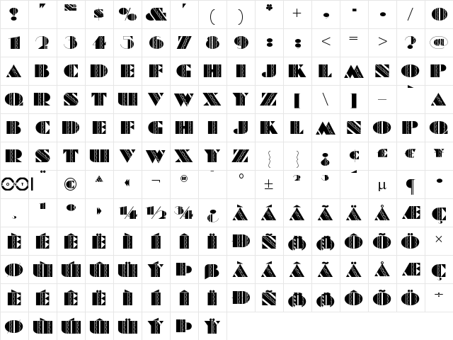 Fete Accompli NF Regular  glyph index