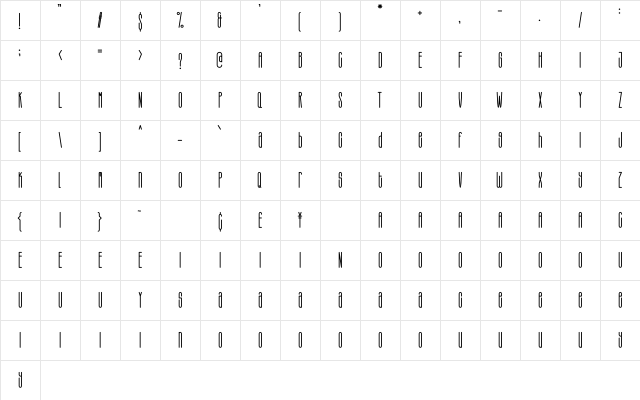 Therlalu - Free Vers Regular  glyph index