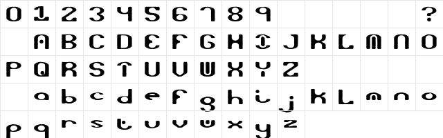 Topioke Regular  glyph index