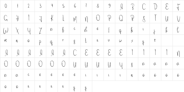 Delicious Yellow Regular  glyph index