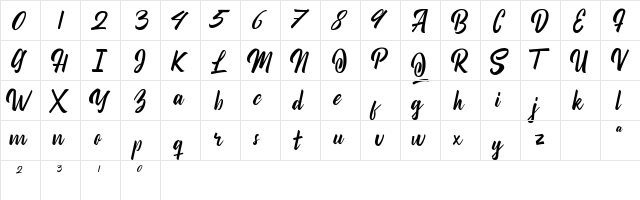 Balgrade Regular  glyph index